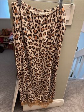aerie Leopard Print Maxi Skirt in Cream, Brown and Black
